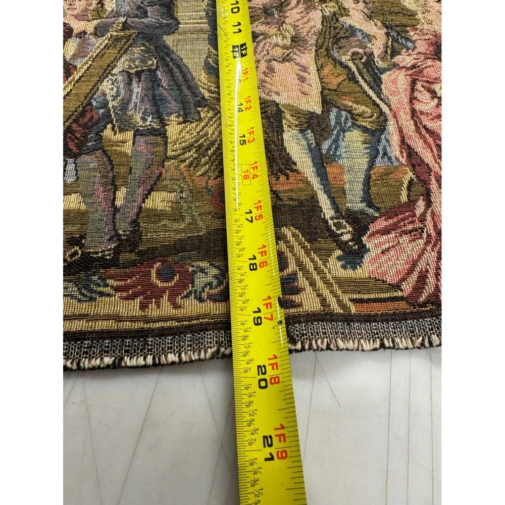 Vintage Belgian Woven Tapestry 18th Century Ballroom Scene‎ Wall Hanging 38x19